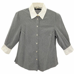 Vintage Harve Bernard by Bernard Holtzman Chevron Striped Button Up Blouse Shirt